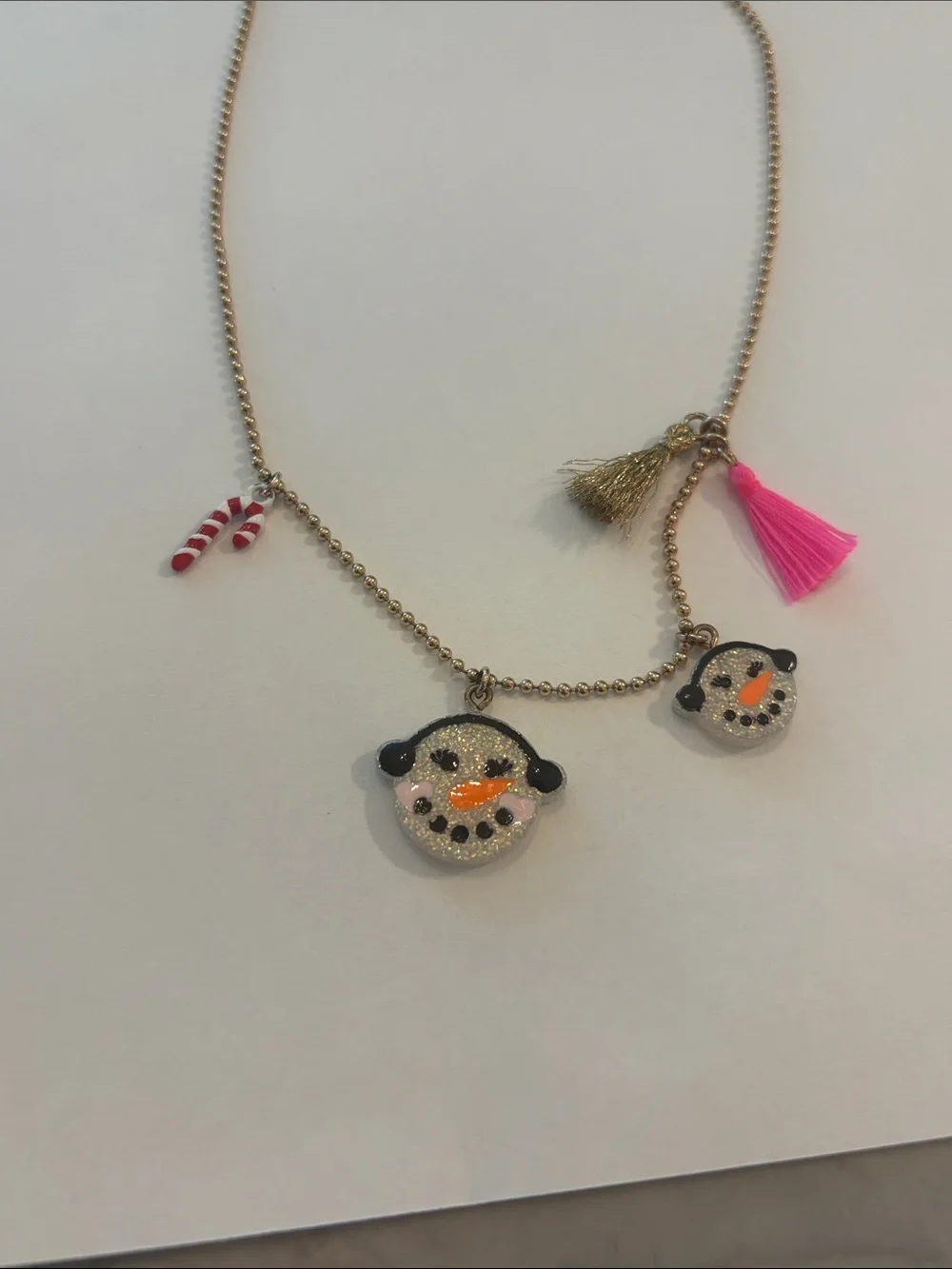 Crewcuts snowman holiday necklace